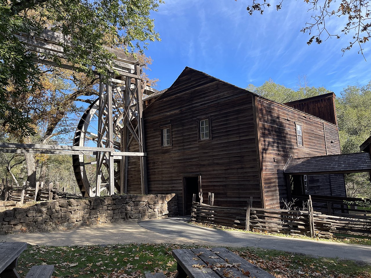Bale Grist Mill State Historical Park - A historic wooden mill with water wheel