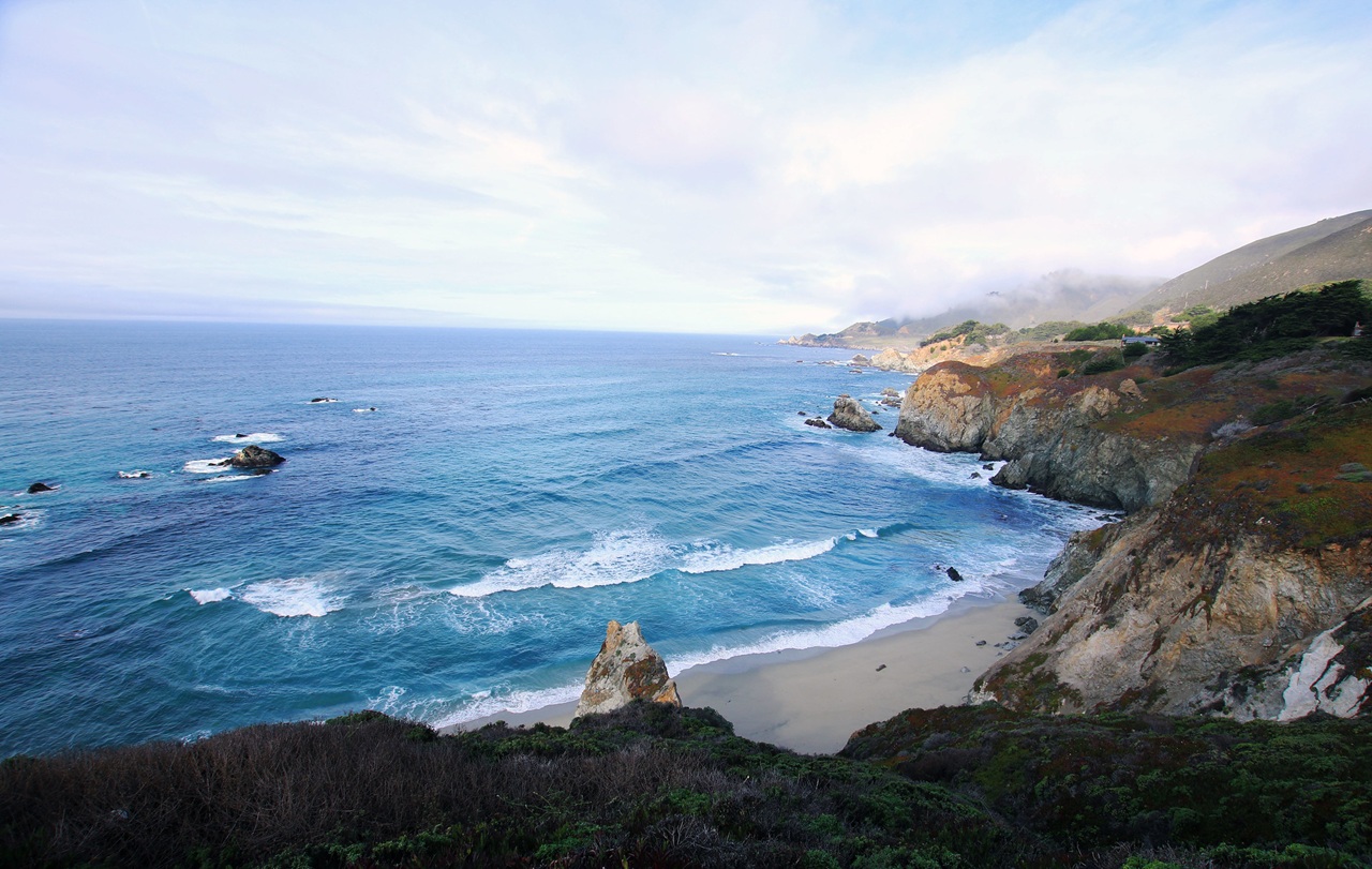 Andrew Molera State Park - Beautiful coastal view with beach cove and rocky cliffs